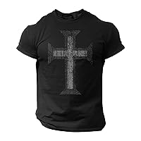 Cross T-Shirt Christian Men Faith Vintage Style Religious Tee
