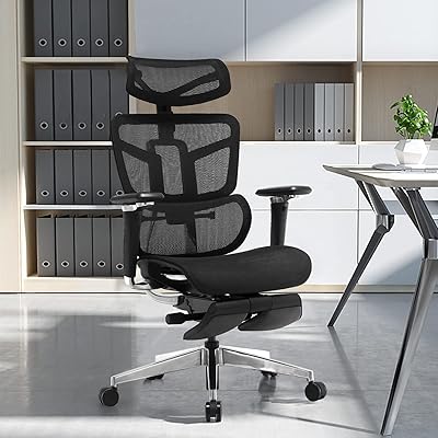 SAMOFU Ergonomic Office Chair with Foot Rest, High Back Desk Chair