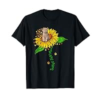 Scottish Fold Mom Cute Cat On Sunflower Paws Mother's Day T-Shirt