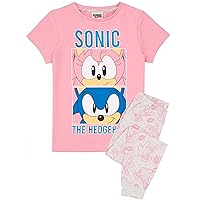 Sonic the Hedgehog Pyjamas Girls Pink Gamer T Shirt & Long Length PJs Set