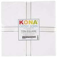 10in Squares Kona Solids White Colorway 42Pcs