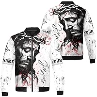 Camelliaa Shop Personalized Name God Christian Jesus Casual Bomber Jacket S-5XL, jesus bomber jacket, jesus christ jacket