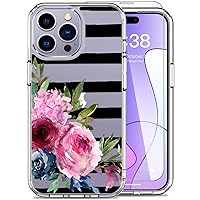 LUHOURI for iPhone 15 Pro Max Case with Screen Protector - Crystal Clear Cover - Fashionable Designs for Women and Girls - Slim Fit Shockproof Protective Phone Case 6.7