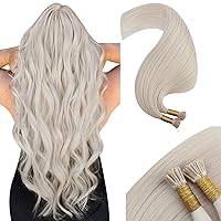 Moresoo Itip Human Hair Extensions White Blonde Pre Bonded I Tip Hair Extensions Human Hair Blonde Itip Hair Extensions Extensions Human Hair Bleach Blonde Hair Extensions #60A 40G 50S 20 Inch