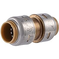 SharkBite Max 1/2 Inch Coupling, Push to Connect Brass Plumbing Fitting, PEX Pipe, Copper, CPVC, PE-RT, HDPE, UR008A