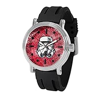 Star Wars Adult Vintage Analog Quartz Watch, Silver/Red/Black