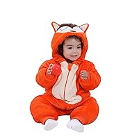 Unisex Baby Warmer Snowsuit Romper, Winter Thicken Flannel Jumpsuit Outfits for 0-3T