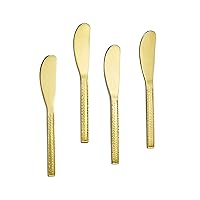 4-Piece Demitasse Espresso Spoon Set, Dishwasher Safe, Stainless Steel Mini Spoons w/Easy Grasp Handles Perfect for Coffee, Tea, and Desserts, Gold, Knife, 326813-4GDK