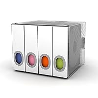 Atlantic Polypropylene Sleeve Disc Organizer - Stack & Lock, Categorize CDs in 4 Color-Coded Binders for 96 Discs Total in White (Updated)