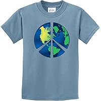 Kids Peace Sign T-Shirt Blue Earth Youth Tee