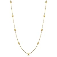 Kooljewelry 14k Yellow Gold Filled 4 mm Ball Station Satellite Necklace for Women (16, 18, 20, 24 or 30 inch)