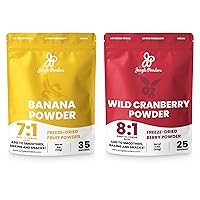 Jungle Powders 5oz Banana & 3.5oz Wild Cranberry Bundle: Freeze-Dried Banana Powder & Extract + Natural Cranberry Supplement - Versatile Ingredients for Smoothies, Baking, & Flavoring - No Added Sugar