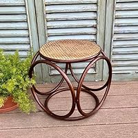 Mid Century Bentwood Stool, Caned Seat Thonet Style Rattan Foot Stool, Boho Ottoman or Side Table, Retro Plant Stand,