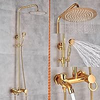 Bathroom Rain Shower Faucet Bath Shower Mixer Tap 8 inch Rainfall Head Shower Set System Bathtub Faucet Wall Mounted-Gold