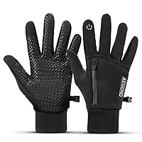 Aegend Waterproof Splash-Resistant Sports Running Gloves - Touch Screen Lightweight Liner Gloves for Running, Walking, Cycling, Working - Outdoor for Men Women in Winter Or Fall