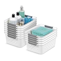 IRIS USA Small Plastic Storage Basket, 12-Pack, Shelf Basket Organizer for Pantries Kitchens Cabinets Bedrooms, White