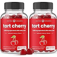 (2-Pack) 120 Tart Cherry Gummies - 3000mg Supplement with Celery Seed Extract - Vegan Tart Cherry Concentrate Gummy Vitamin