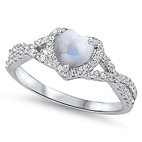 CHOOSE YOUR COLOR Sterling Silver Heart Halo Promise Ring