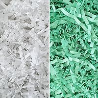 MagicWater Supply - White & Mint (1 LB per color) - Crinkle Cut Paper Shred Filler great for Gift Wrapping, Basket Filling, Birthdays, Weddings, Anniversaries, Valentines Day