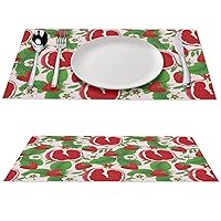 Strawberries Guava Flowers Durable Placemats Table Place Mats Washable Foldable Desk Accessories Indoor Outdoor 2 PCS