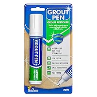 Grout Pen White Tile Paint Marker: Waterproof Grout Paint, Tile Grout Colorant and Sealer Pen - White, Wide 15mm Tip (20mL)
