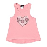 Girls Pink Hi Lo Tank with Soccer Heart Graphic