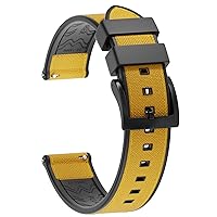 20mm 22mm Waterproof Nylon and FKM/FPM Rubber Watch Band - Silver/Black/Rose Gold/Gold Buckle - Quick Release Replacement Watch Strap For Men Women