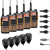 Baofeng GT-3TP Mark-III Tri-Power 8/4/1W Two-Way Radio Transceiver, Dual Band Ham Radio Handheld with High Gain Antenna, Upgraded Chip, Remote Speakers, Programming Cable, 5 Pack