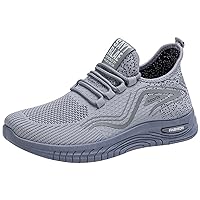 Shoes Men's Spring Men's Shoes Casual Versatile Fly Woven Breathable lace-up Sneakers Men 42 Silvergray【D10】