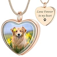 Fanery sue Pet Ashes Necklace Cremation jewelry Personalized Picture & Quate Dog Memorial Gifts for Loss of Dog/Cat Urn Necklaces Pets Loss Sympathy Gift Keepsake Ash Holder Box for Women