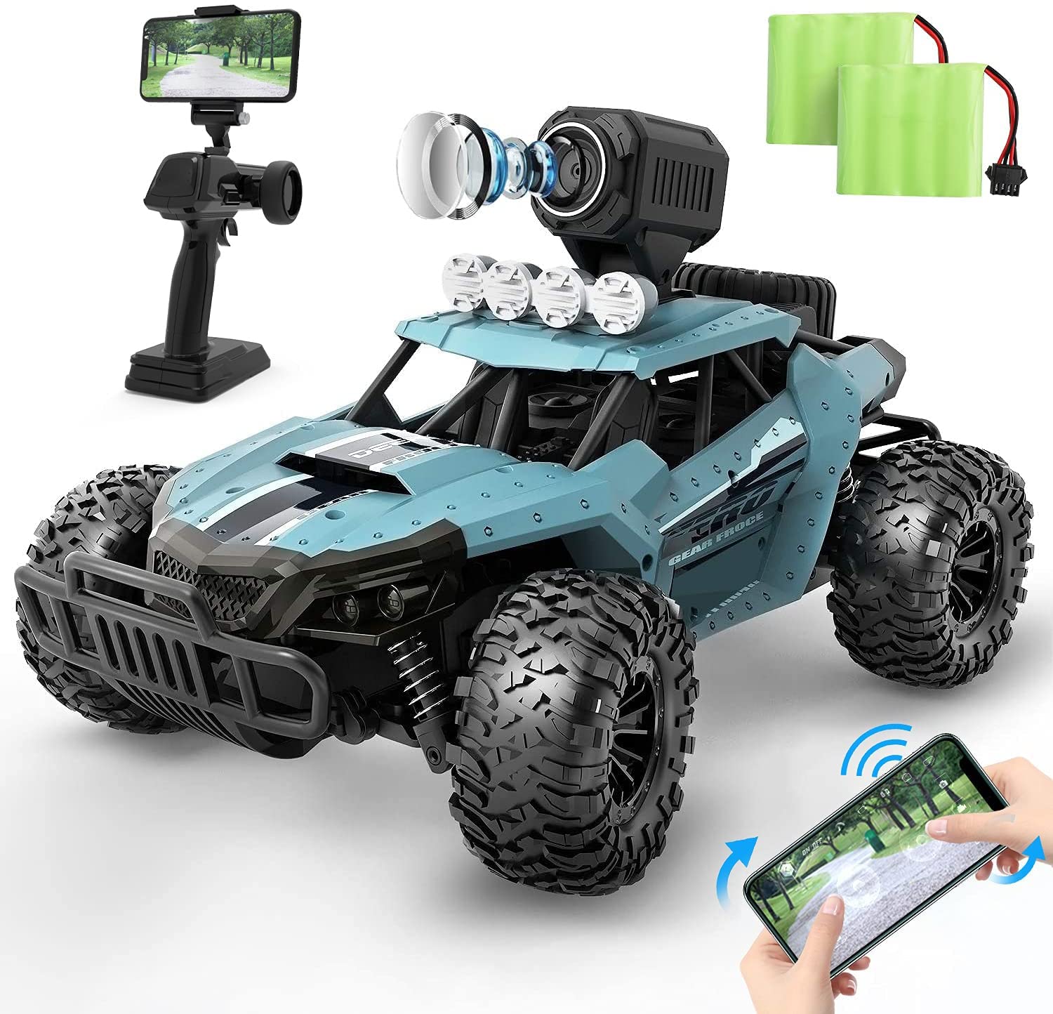 Mua DEERC RC Cars DE36W Remote Control Car with 720P HD FPV Camera, 1/16  Scale Off-Road Remote Control Truck, High Speed Monster Trucks for Kids  Adults 2 Batteries for 60 Min Play,