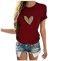 Women Shirts for Work Office Women Short Letter Neck O Tops Print Casual Valentine's Day Sleeve Fashion Lips W
