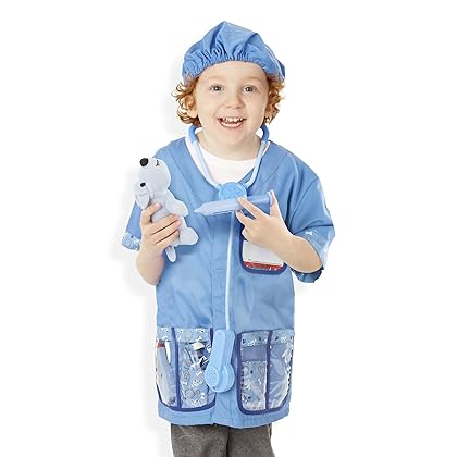 Melissa & Doug Veterinarian Role Play Costume Dress-Up Set (9 pcs) - Pretend Veterinarian Outfit With Realistic Accessories, Veterinarian Costume For Kids Ages 3+