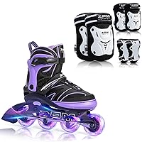 2PM SPORTS Small Inline Skates for Kids with Adjustable Protective Gear Set Small - Purple & White