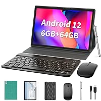 Android Tablet 2 in 1 Tablet, 10 inch Android 12 Tablet 6GB+64GB with Keyboard, Tablets with Case Mouse Stylus,512GB Expandable Dual Camera, WiFi, Bluetooth, Google Certified Tablet PC(Green)