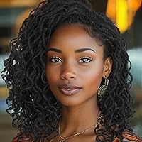 WIGER Black Full Lace Dreadlock Wig for Women And Men Knotless Curly Bob Double Lace Faux Locs Hair Wigs with Bay Hair Glueless Mini Twist Wigs African American Hair 1B Afro Curly Synthetic Dreads Wig