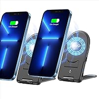 Wireless Charger 2 Pack, 15W Fast Wireless Charging Stand Foldable Phone Charger for iPhone 14 13 Pro Max 12 11 8 Plus XR XS Mini, Samsung 21 Ultra S20 S10 S9 Note 20, Pixel 6 5 4