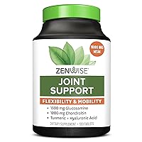 Zenwise Glucosamine Chondroitin MSM - Joint Support Supplement with Turmeric Curcumin for Hands, Back, Knee, and Joint Health, Advanced Relief for Bone and Joint Flexibility and Mobility - 180 Tablets