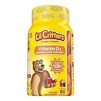 L’il Critters Vitamin D3 Daily Gummy Supplement for Kids, for Immune & Bone Support, Peach and Berry Flavors, 60 Gummies