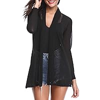 Totatuit Womens Summer Lightweight Sheer Kimono Cardigan Long Sleeve Open Front Knit Sweater Loose Cover Up Casual Blouse Top