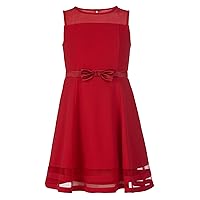 Girls' Sleeveless Party Dress, Fit and Flare Silhouette, Round Neckline & Back Zip Closure
