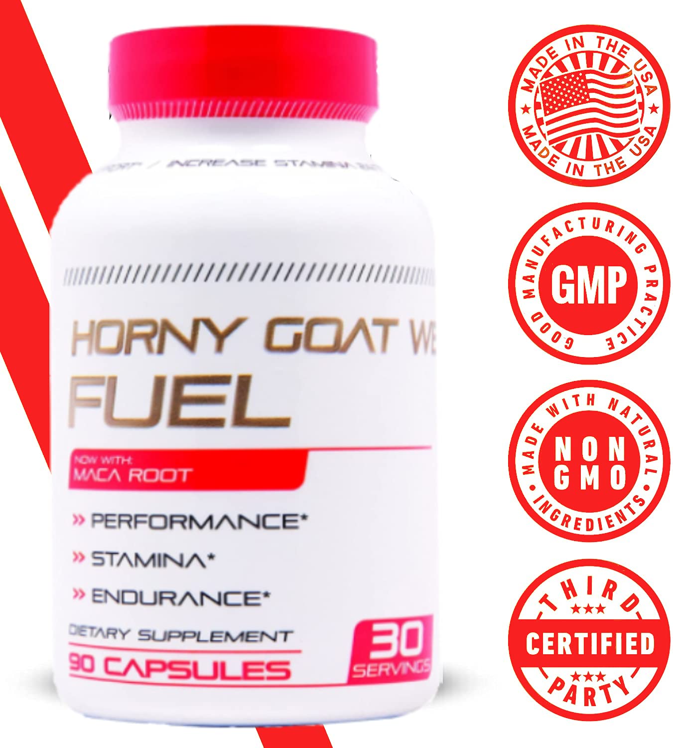 Nucell Horny Goat Weed for Men and Women - [2185mg Maximum Strength] - Maca Root, Ginseng, Saw Palmetto, Muira Puama, Tribulus, L-Arginine - USA Made - Joint & Back Support - 90 Count