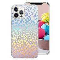 Omorro Compatible with iPhone 13 Pro Max Leopard Case for Women, Luxury Glitter Leopard Cheetah Print Designed Colorful Laser Iridescent Case Hard PC Bumper Slim Protective Bling Girly Case Cute