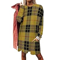 Clan Macleod Scottish Tartan Plaid Women's Long Sleeve Tunic Tops Casual Shirts Crew Neck Long T Shrits with Pocket