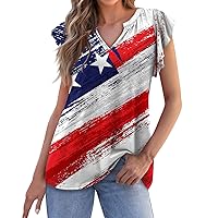 Short Sleeve Shirts for Women Loose Fit, Women's Summer Casual T-Shirt Print V Neck Pullover Top, S, 3XL