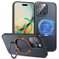 for iPhone 15 Pro Max Case with 360°Rotate Magnetic Ring Stand Case Compatible with Mag-Safe, Shockproof & Anti-Drop Silicone Case, Alloy Invisible Kickstand, All-in-1 Phone Case Stand 6.7