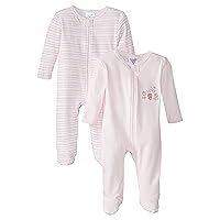 Spasilk Baby-Girls 100% Cotton Newborn 2 Pack Sleepwear Footie Set