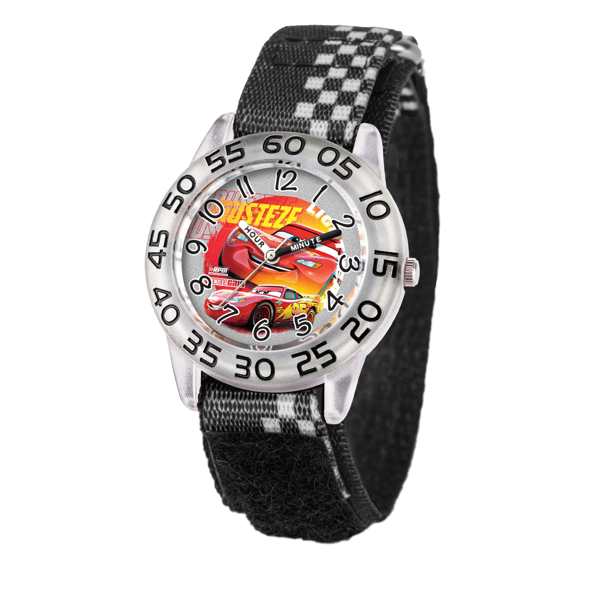 Disney Cars Kids' Plastic Time Teacher Analog Quartz Nylon Strap Watch