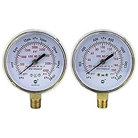 High and Low Pressure Gauge for Heavy-Duty Oxygen Regulators 0-4000 psi & 0-200 psi - 2.5 inches - Thread: 1/4