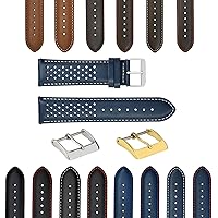 Perforated Leather Rally Watch Strap Band-Quick Release 18-19-20-21-22-23-24mm